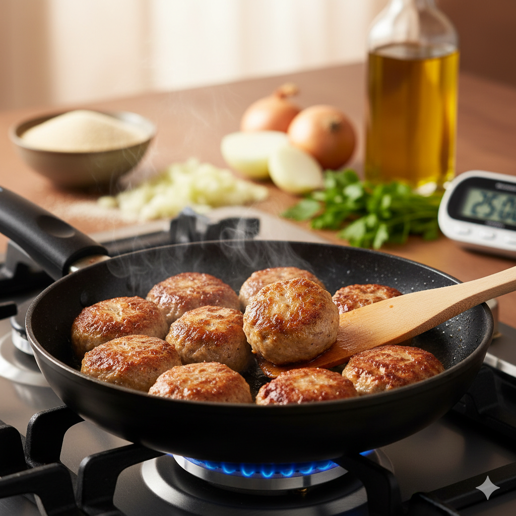 temps de cuisson boulettes de viande à la poêle