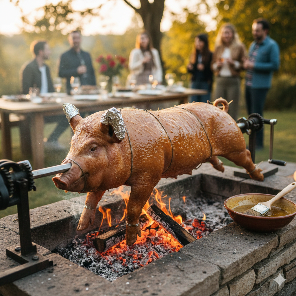 cochon de lait à la broche